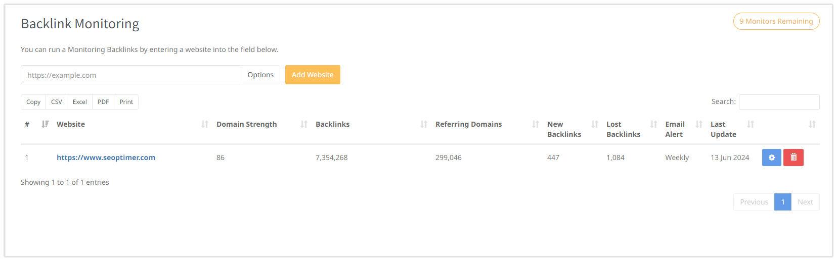 Pemantauan Backlink SEOptimer